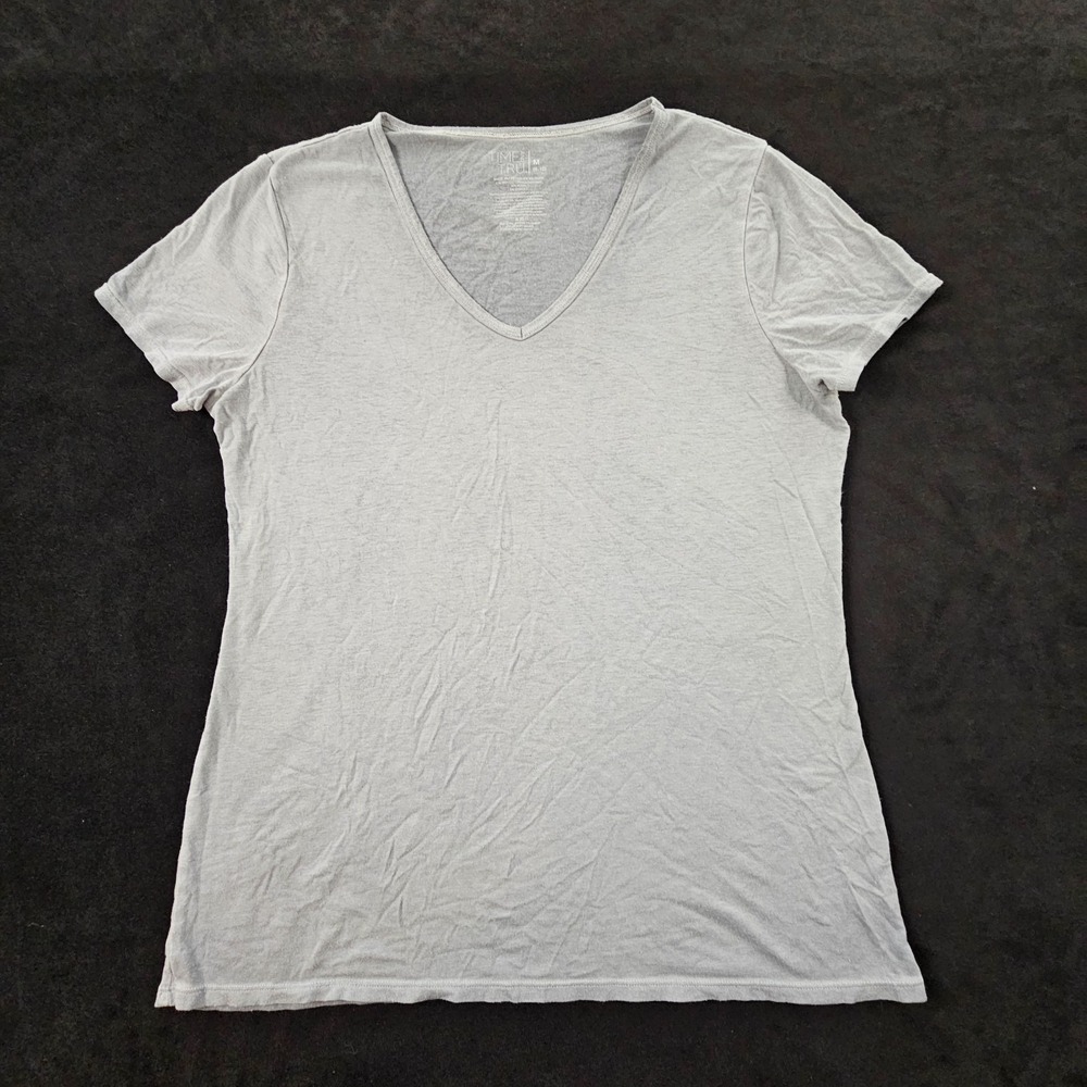 Time & Tru Gray Short Sleeve Cotton Blend V-Neck T-Shirt Women's M‎